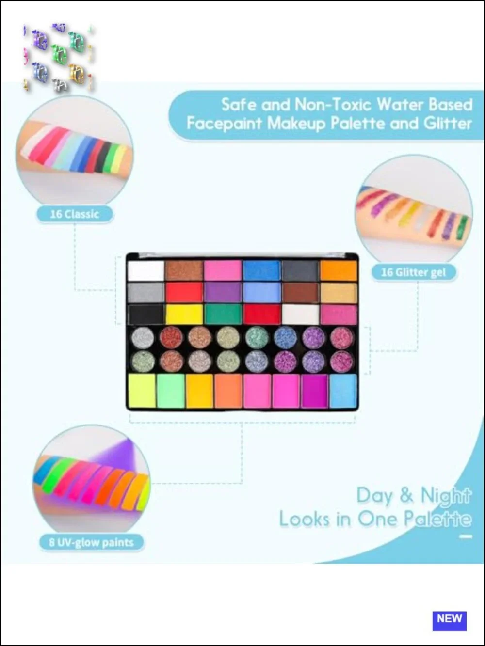 42 Color Face Painting Kit for Kids with Stencils, Brushes, Sponges